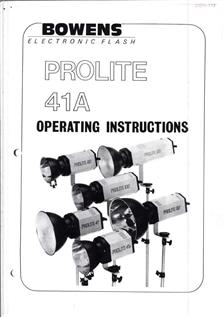 Bowens Ltd Prolite 41 A manual. Camera Instructions.